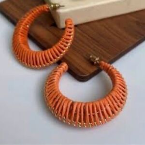 Orange and gold hoop earrings